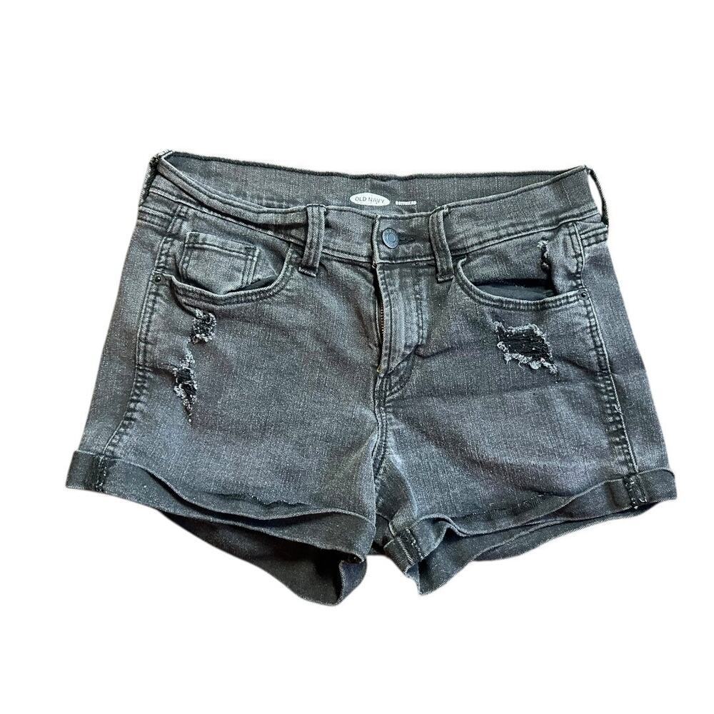 Old Navy Size 4 Boyfriend shorts black, light wash, white wash, med denim shorts - Picture 2 of 9